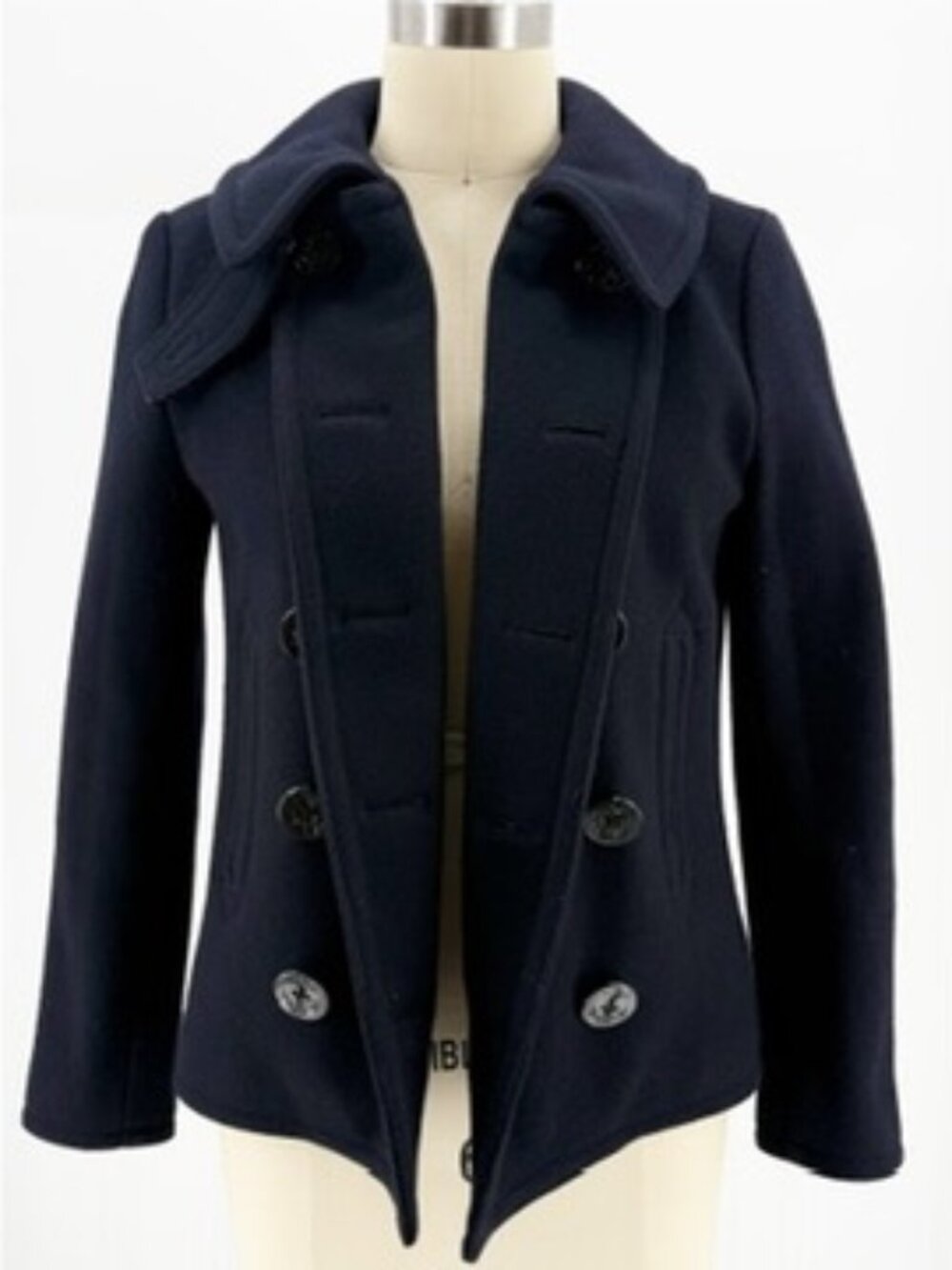 NLST NAVY thick wool blend military nautical peacoat Small - Picture 2 of 13